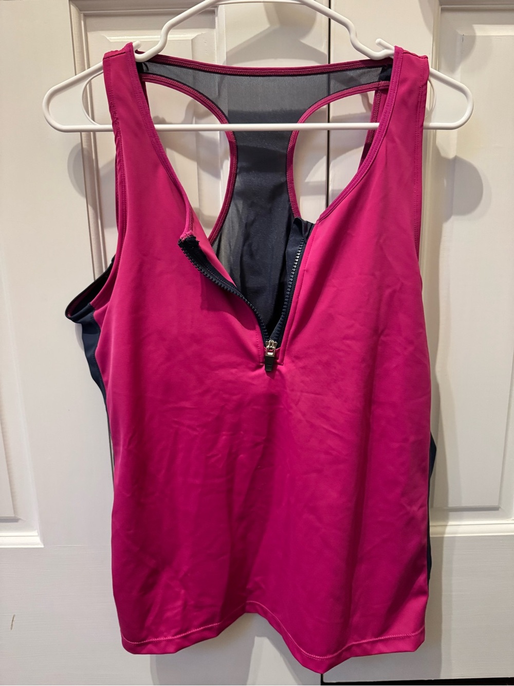 Ruby Ribbon Women's Fuchsia Racerback Zip-Front Demi Tank size 42